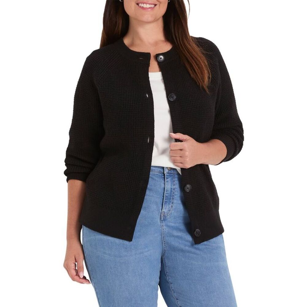 Nic+Zoe Womens Plus Waffle Cardigan